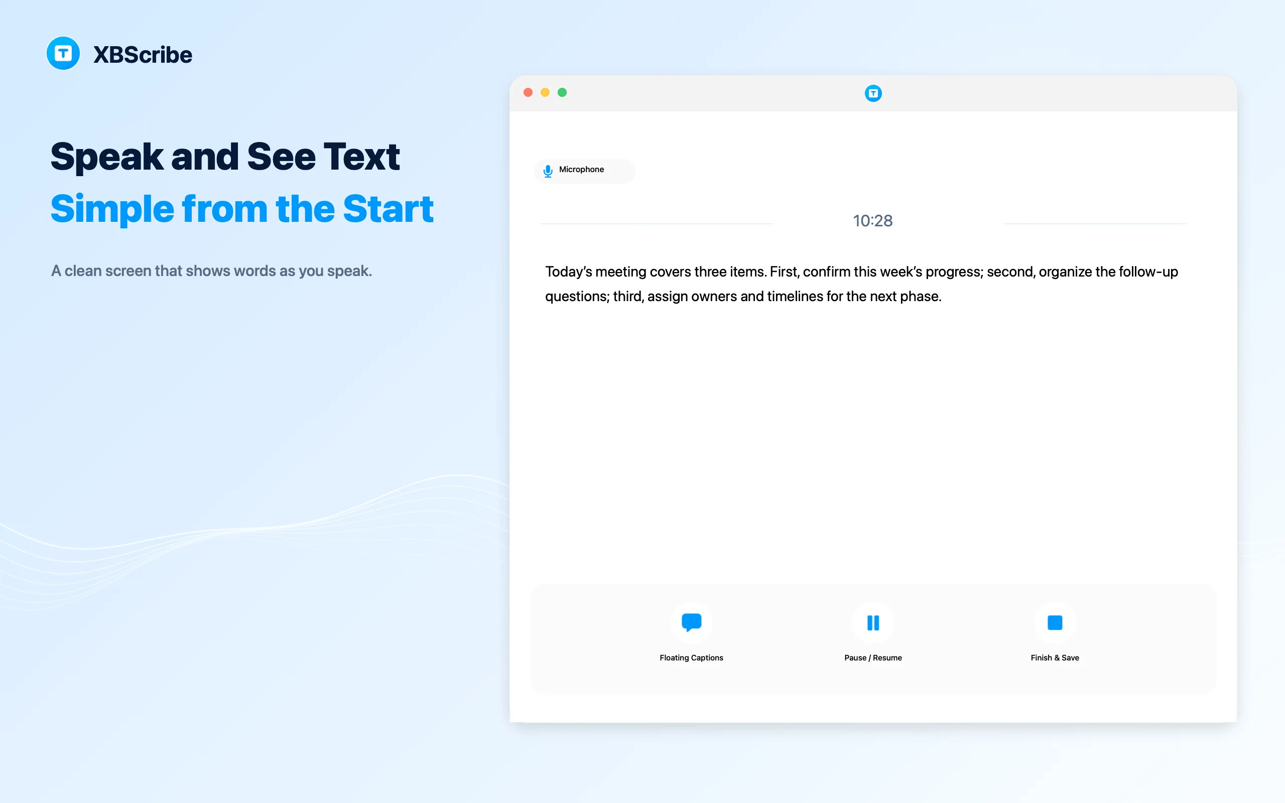 Speak and see text